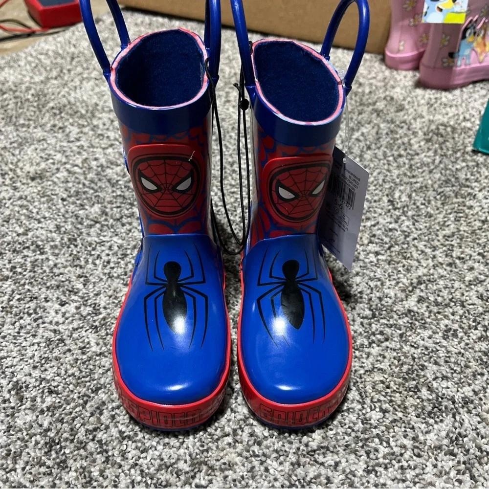 MARVEL SPIDERMAN Toddler Boy's RAIN BOOTS Waterproof New Style Size 5/6